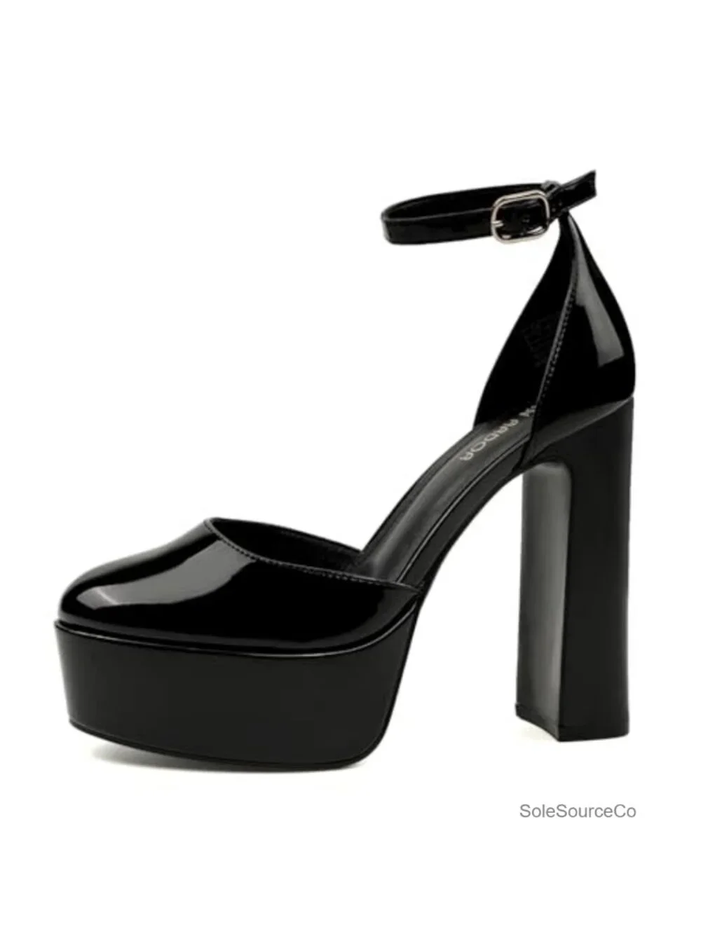 Chunky Platform Pumps 5 Inch Heels Ankle Strap Faux Leather Wedding Party Shoes